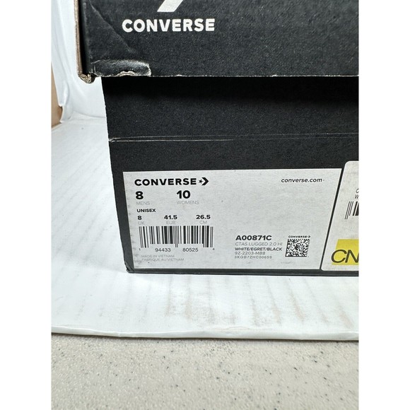 NEW Converse Chuck Taylor Lugged 2.0 White A00871C - Picture 8 of 9